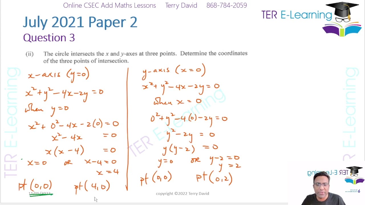 CSEC Add Maths- July 2021 Question 3 (Terry David)