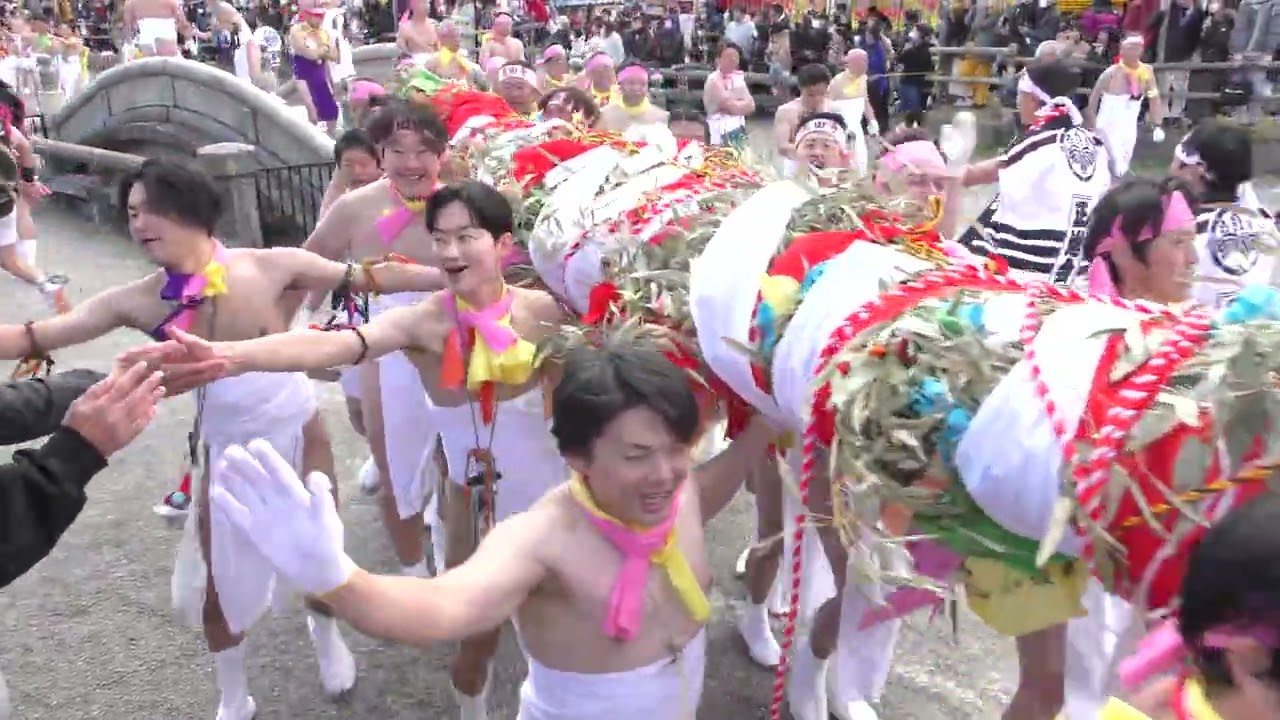尾張大國霊神社 令和７年 国府宮はだか祭「第二鳥居～太鼓橋 裸男 なおい笹奉納」【4/4】（妙興寺,木全,長束,清須,小沢,名古屋西,北名古屋,北高井,子生和,天池,陸田,愛西,小池正明寺 手桶隊,等
