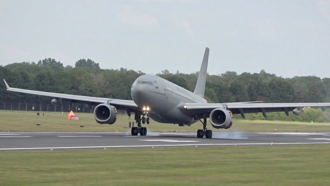 Airbus A330 Voyager KC3 A330-243MRTT Royal Air Force arrival at RAF Fairford RIAT 2019 AirShow