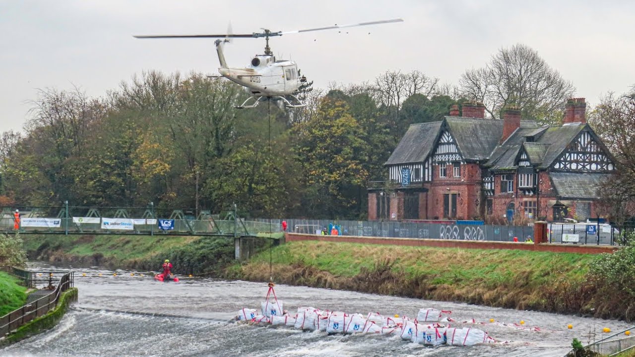 Heli-Lift Services Bell 205A-1 Huey Working On The River Mersey In Northenden | 18.11.24