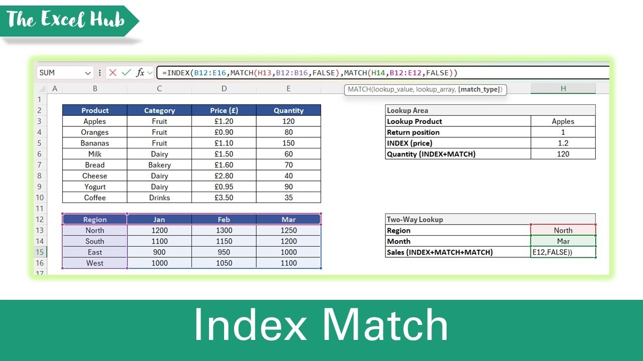 Excel для среднего уровня #12 – Комбинация INDEX + MATCH для поиска данных