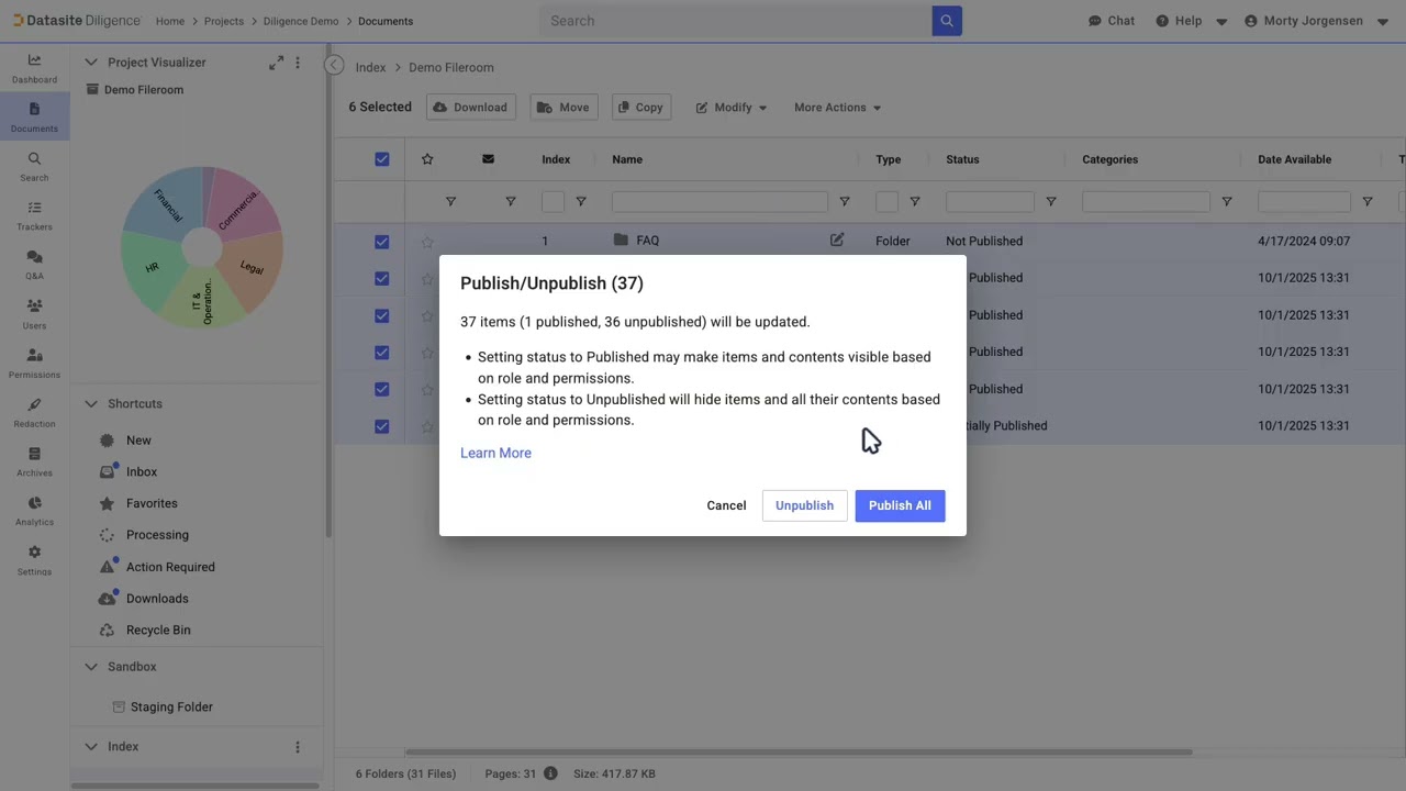 Digital Data Room Tutorial - Launching a Project in Datasite Diligence&trade;