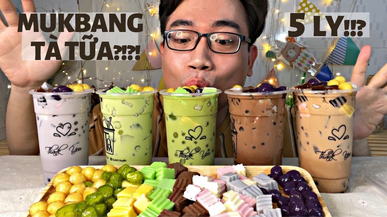Thử Mukbang Uống 5 LY TRÀ SỮA Và Cái Kết Khó Đỡ - Uống Trà Sữa Size L Siêu Bự Với Mâm Topping Khủng