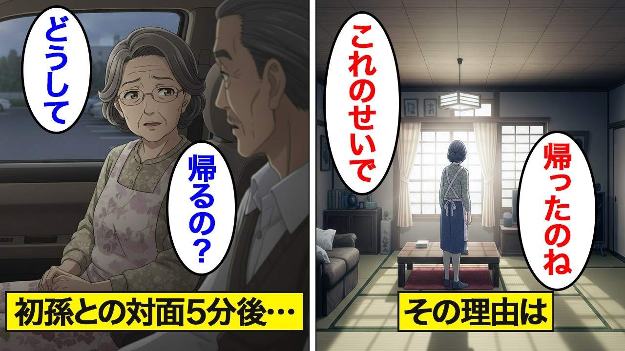 【漫画】初孫を抱いた老夫婦、しかし直後に夫が突然「帰るぞ」その後息子からの連絡も無視して…【スカッと】