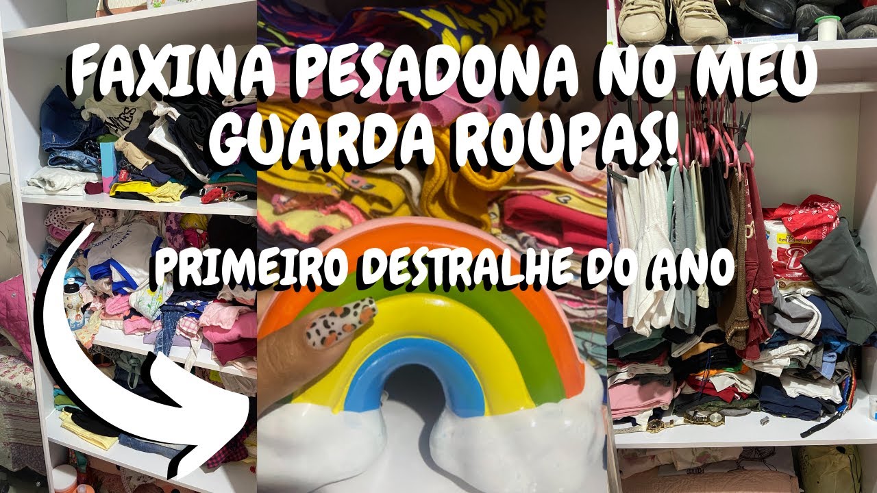 FAXINA PESADONA NO MEU GUARDA ROUPAS! PRIMEIRO DESTRALHE DO ANO/ Desapego e organização!