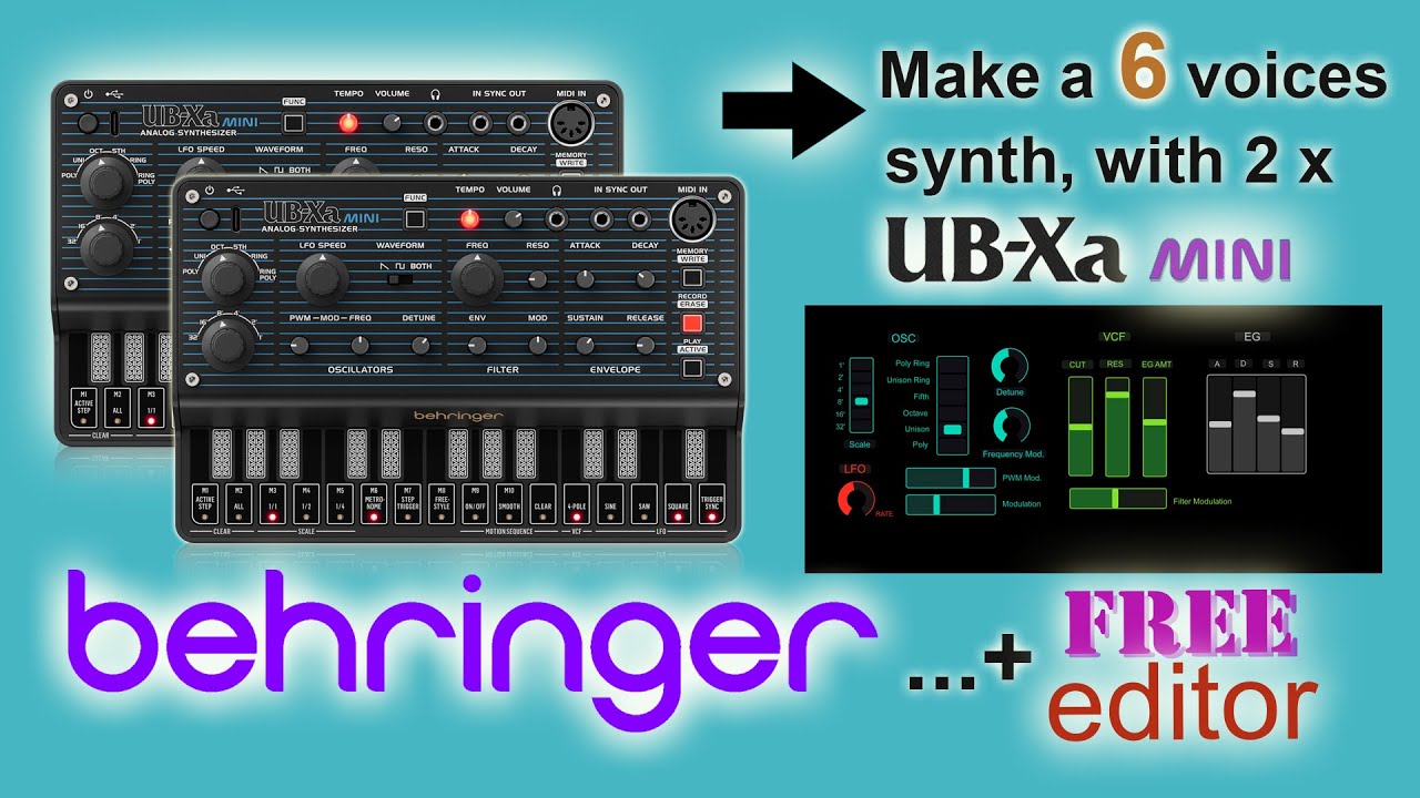 Make a 6 voices analog synth with 2 Behringer UB-Xa Minis