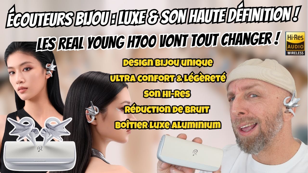 REAL YOUNG H700, Écouteurs Bijou Bluetooth haut de gamme – confort, design & son Hi Res !
