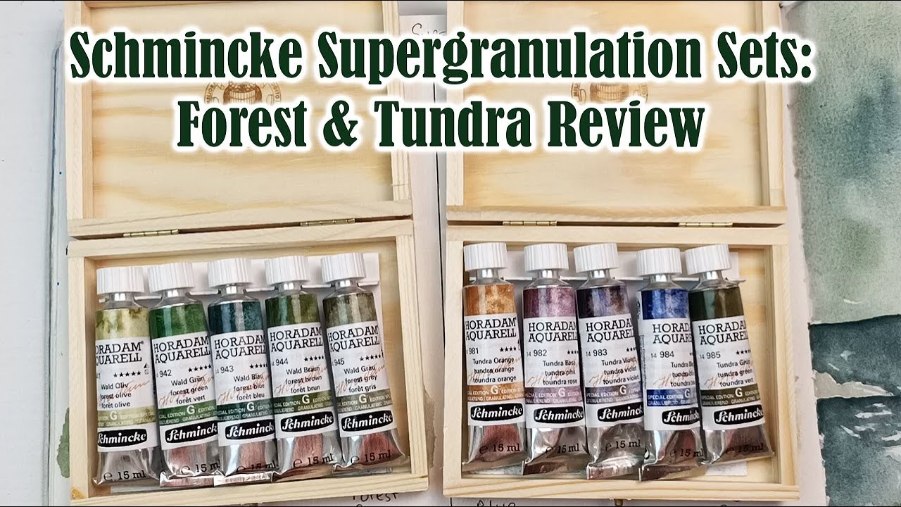 Schmincke Supergranulation Watercolours Review: Forest and Tundra Sets. Swatches and Paintings