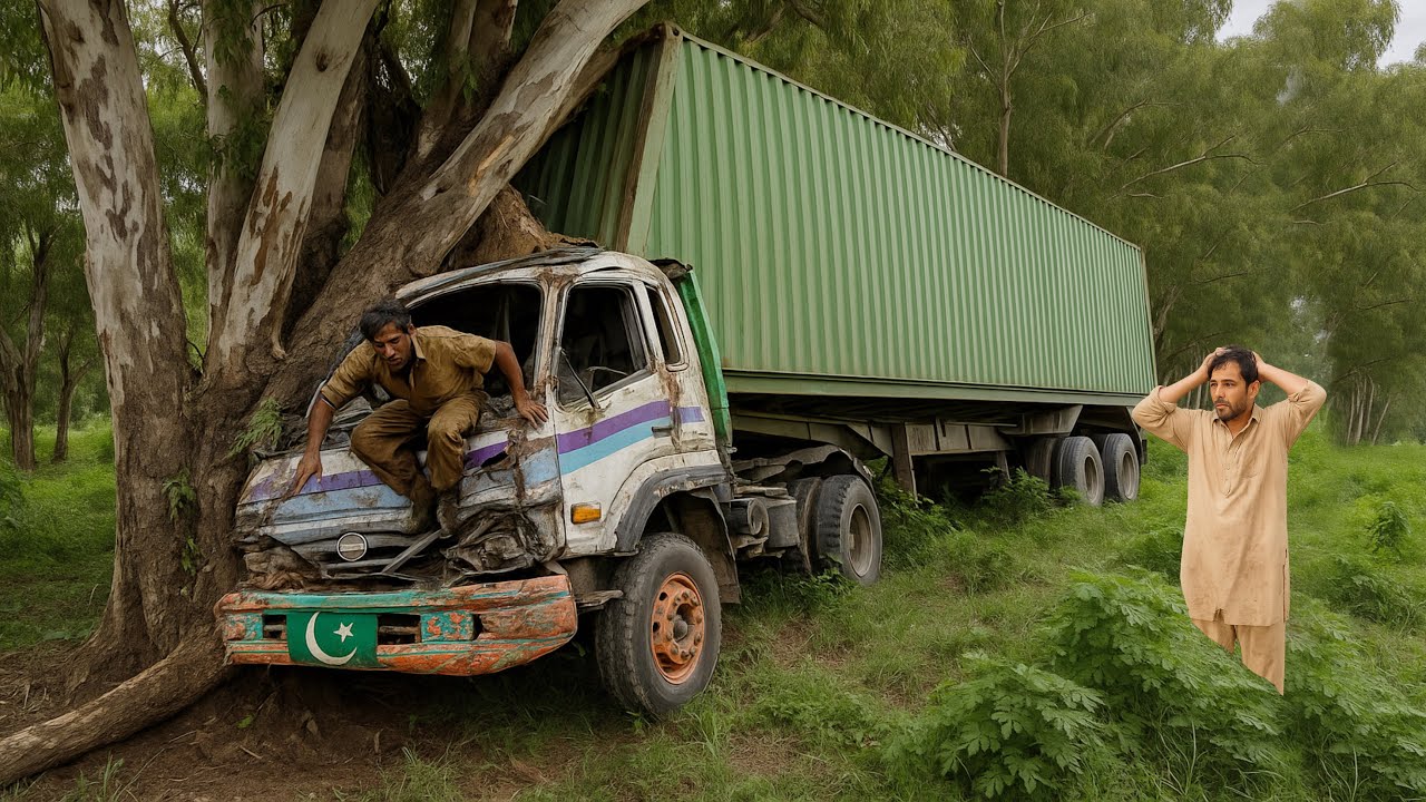 Pakistani 22 Wheeler Accident on Roadside! Crashed Into Trees | Heavy Damage & Full Frame Rebuild”