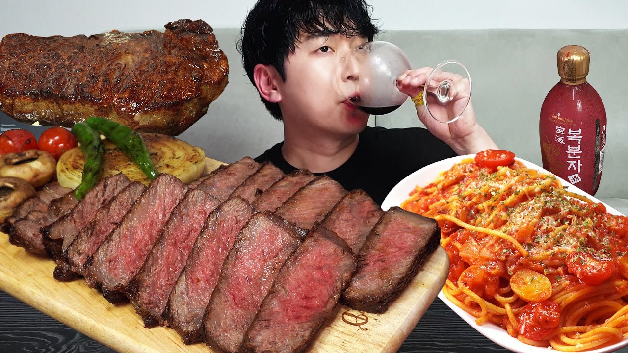 Стейк на Рождество, томатная паста🎄 MUKBANG REALSOUND ASMR EATINGSHOW
