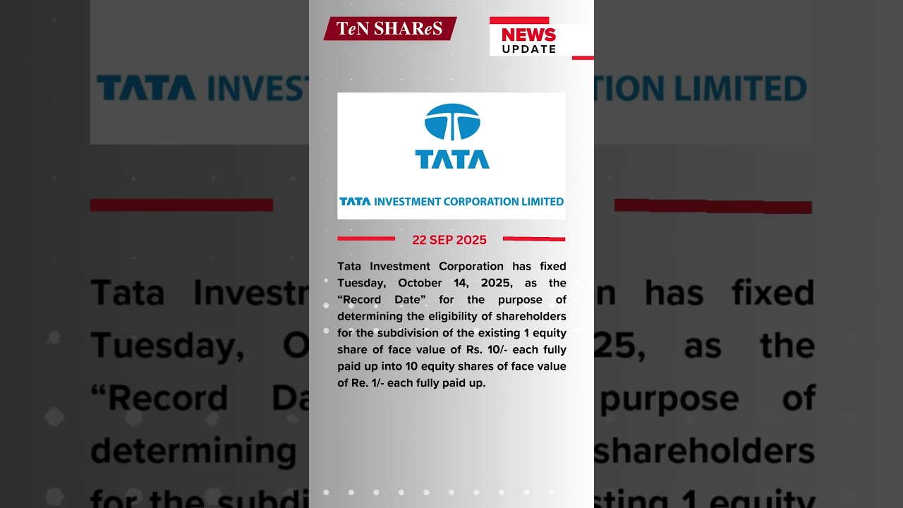Tata Investment Corporation|22 SEP 2025|#bse #nse #marketnews #news #Tata #TataInvestment #tatagroup