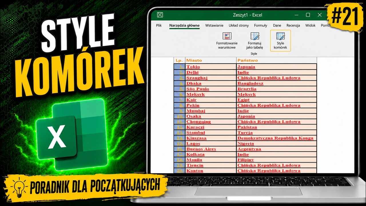 Poradnik odc. 21- Excel 2016: Style komórek
