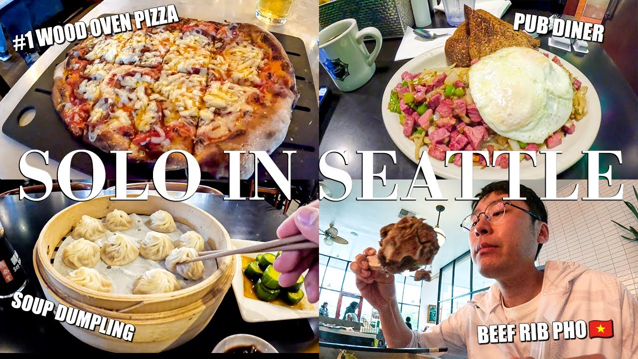 Seattle SOLO FOOD TOUR🍕: Authentic Pho, Stone Oven Pizza, Frozen Greek Yogurt, Classic Dick’s Burger
