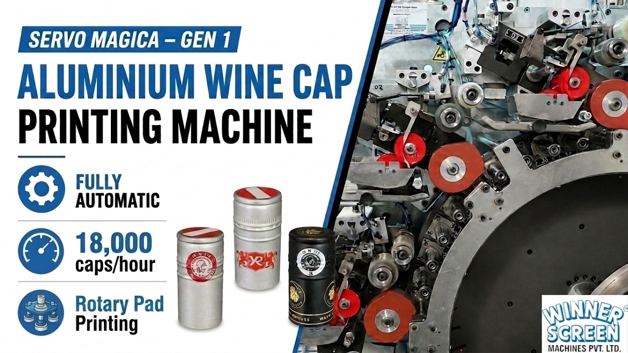 Automatic Rotary Pad Printing for Aluminum Wine Caps.