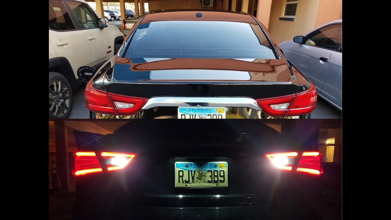 2016-2017 Nissan Maxima Chrome Trunk Trim Removal + Reverse and Plate Light LED Swap