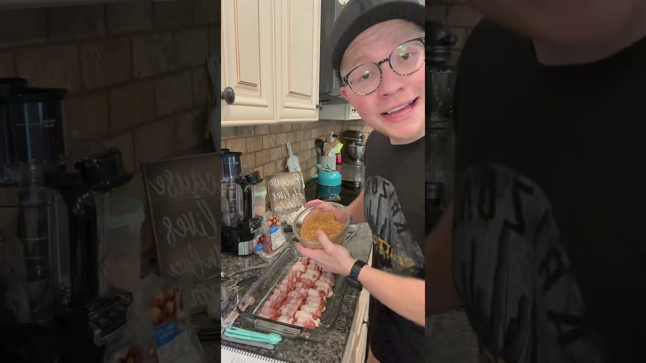 Bacon Wrapped Smokies 🥓 #baconwrappedsmokies #cooking #appetizer #logansmith #ihopsitsfittoeat