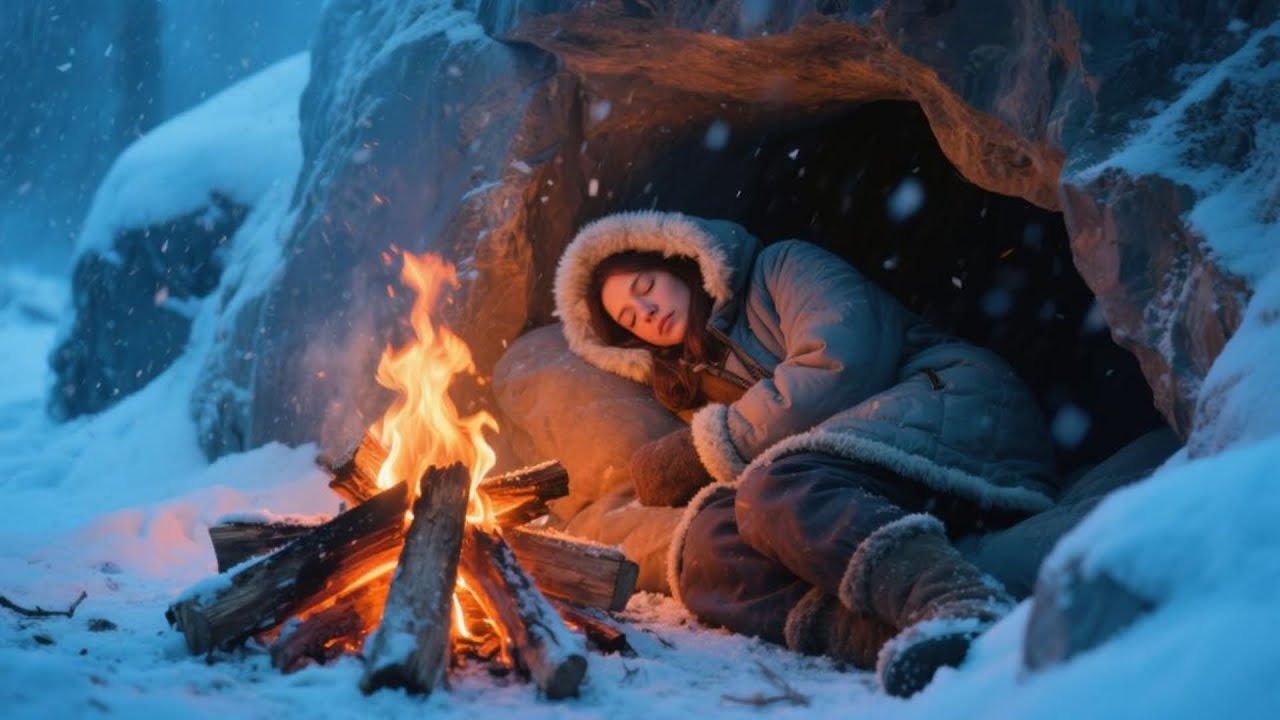 Winter Sleep Music Snowy Air and Cozy Fireplace Glow