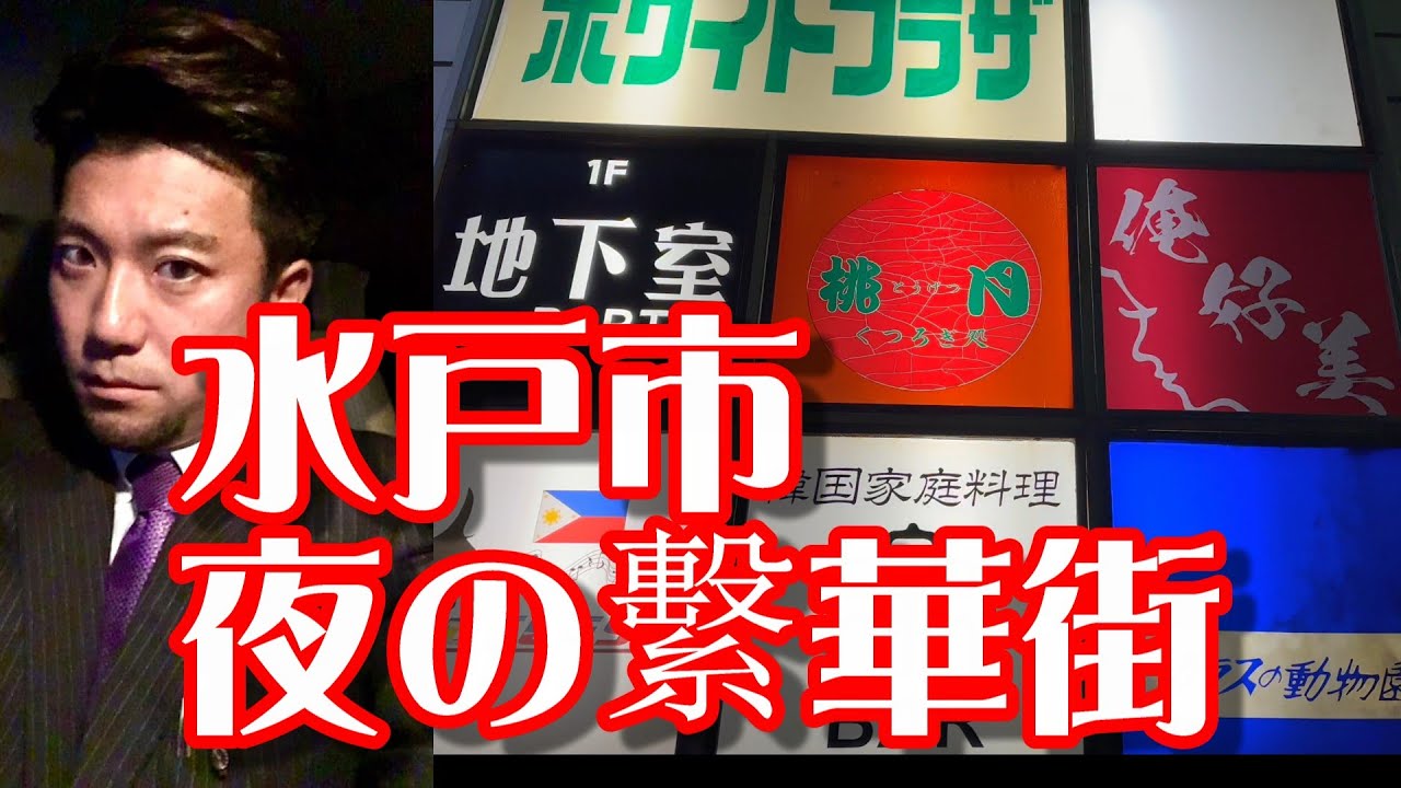【人口27万】茨城県の『水戸市』夜の繁華街(JR水戸駅周辺)市街地(歓楽街)を散策！御三家水戸藩！黄門様の都市Walking in MIto city,Japan