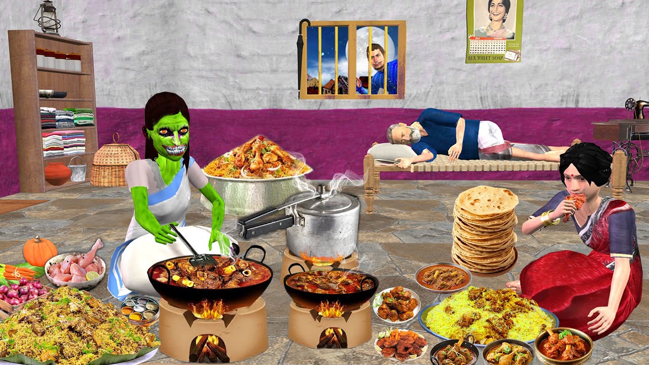 भूत सास Mid Night Dinner | Coconut Chutney Dal Chawal Recipe Oil Comedy Hindi Kahaniya