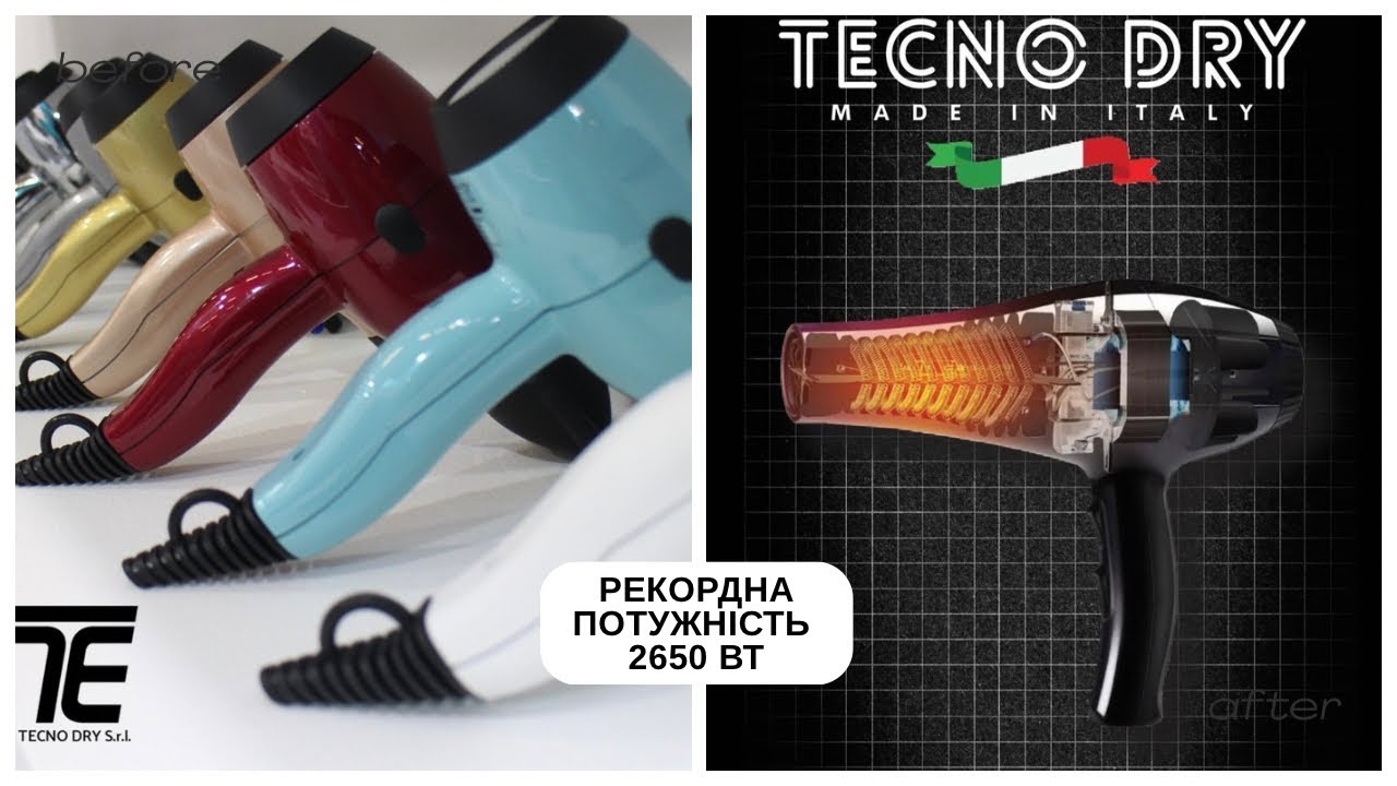 Професійні фени для волосся Tecno Dry. Огляд. Фени з рекордною потужністю