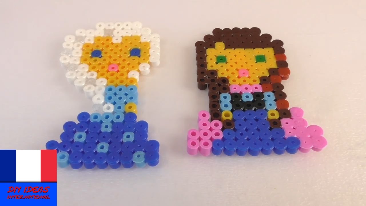 La princesse des glaces Anna en perles à repasser | La petite sœur de la reine des neiges Elsa