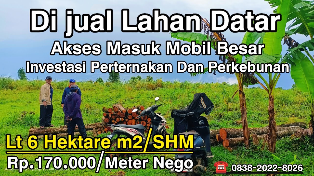🌾 DIJUAL TANAH KOSONG DATAR 6 HEKTARE – AKSES TRUK, LEGALITAS SHM, UDARA SEJUK PURWAKARTA 🌾