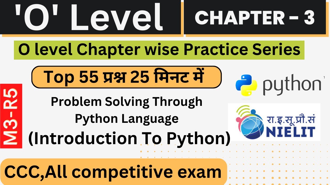 Chapter-3 Problem Solving Through Python Language MCQ Important question for O level Exam M3R5