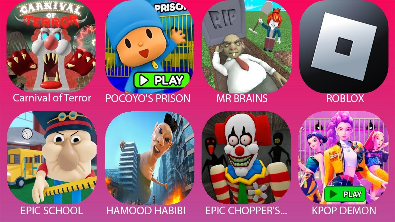 ROBLOX,SIR SCARY'S MANSION,Miss Ani-Tron's Detention!,HUNGRY WORM PRISON RUN!,BARRY'S PRISON...