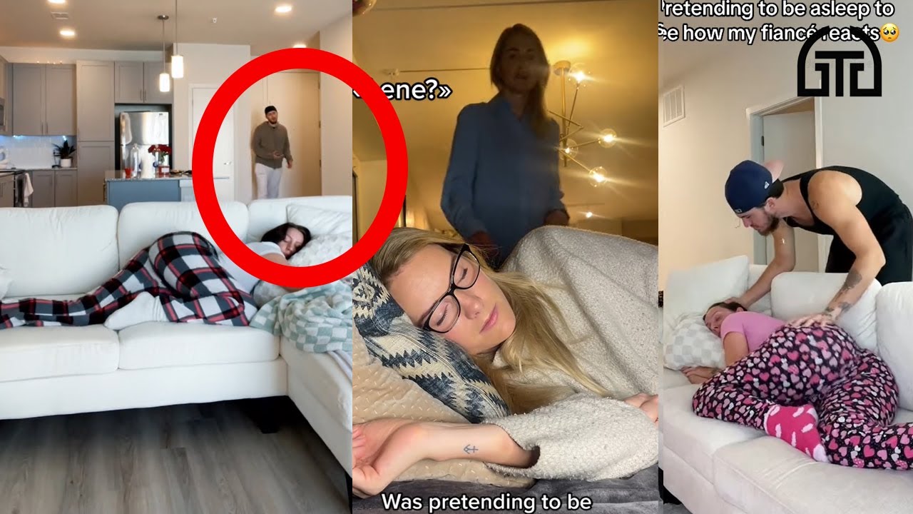 Pretending to be asleep to see Boyfriend Reaction🤪 | TikTok Compilations😂 | GF Sleeping Prank