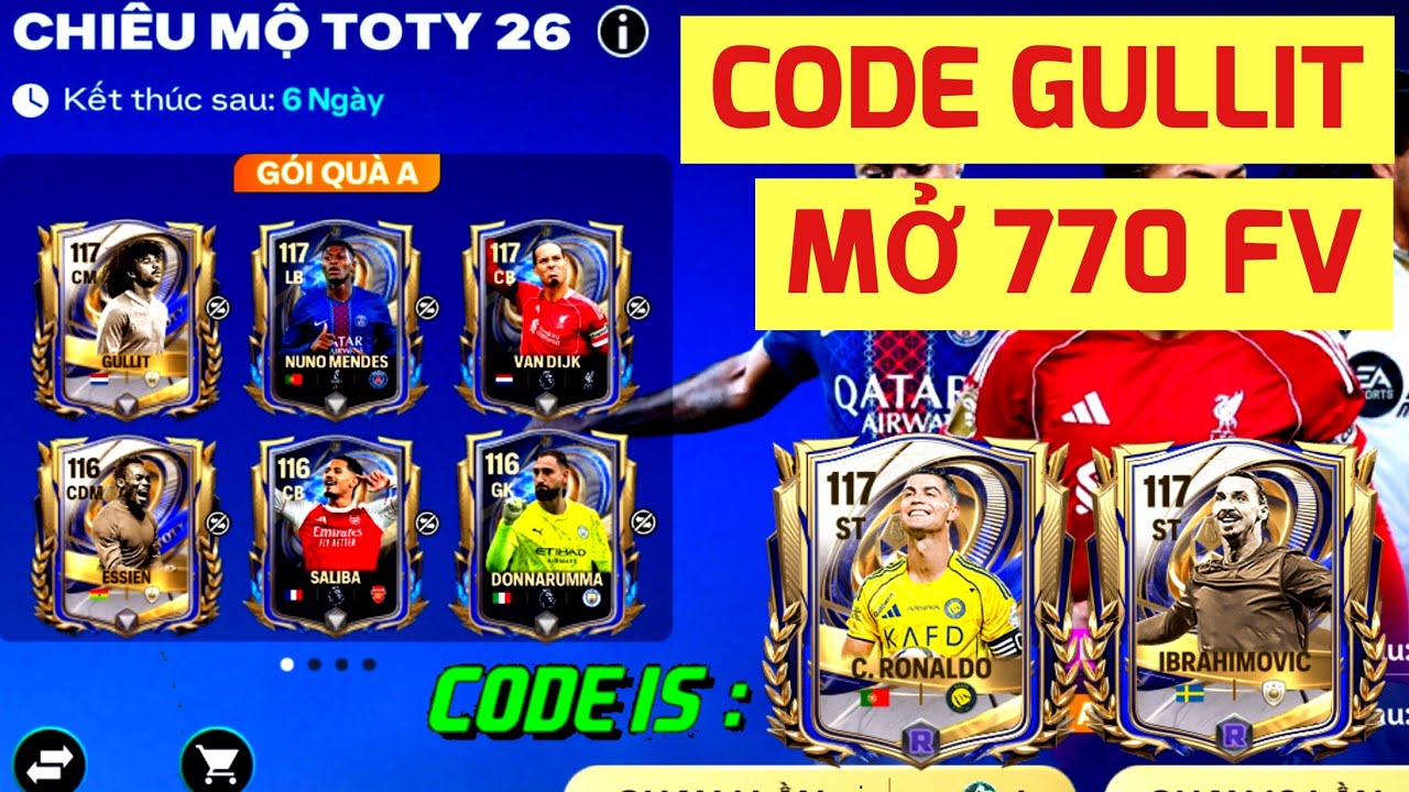 🎁 CODE GULLIT MỚI | SĂN CẦU THỦ TUẦN 3 TOTY • CÁCH NHẬN UTOTY FC MOBILE VN