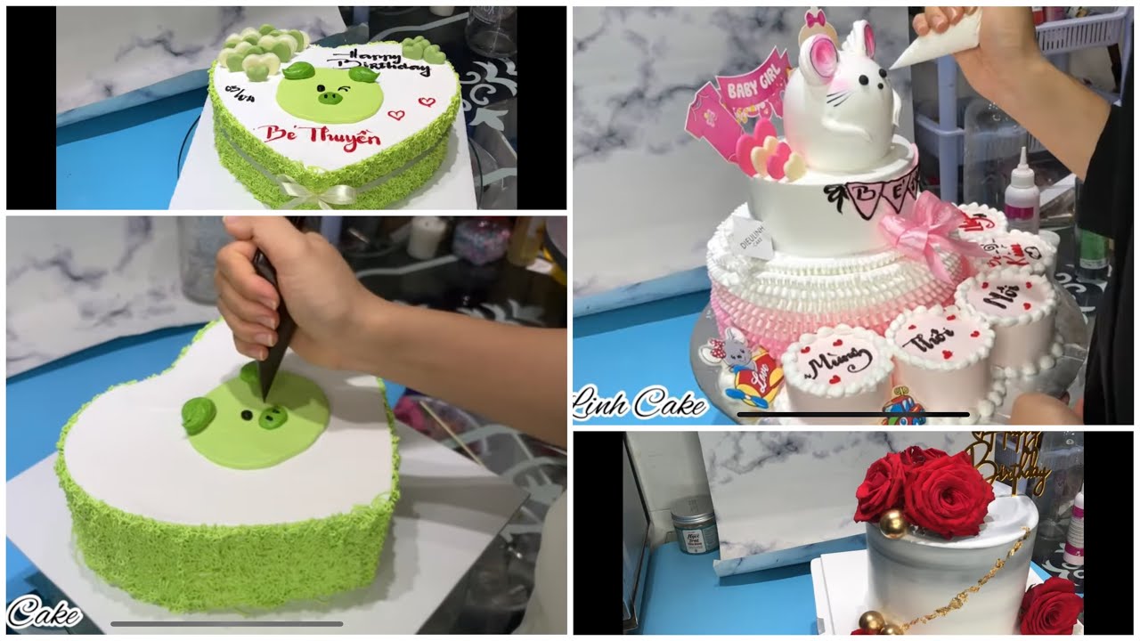 Làm bánh kem vẽ heo , bánh kem chuột 3D siêu dễ làm | how make a pig cake, mouse cake
