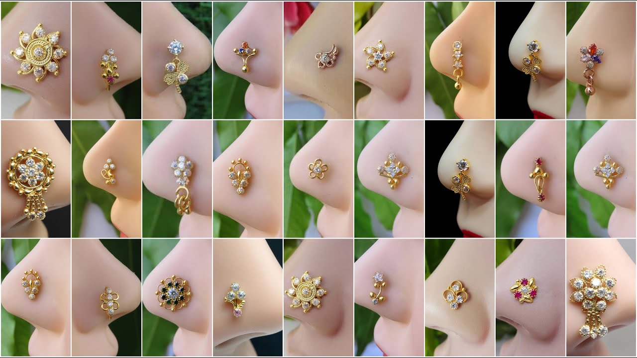Latest Gold Nose Pin Designs  diamond nose pin design images  original diamond nose pin Nose Ring-2