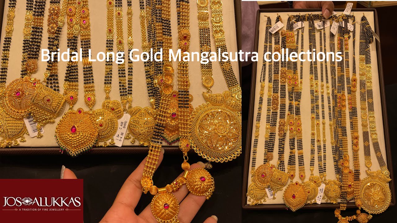 Bridal gold mangalsutra collections with weight | Long gold mangalsutra designs | Gold mangalsutra