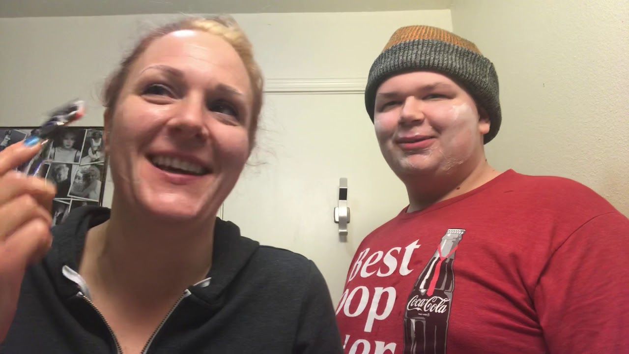 Single mom teaches son to shave! Hilarious!