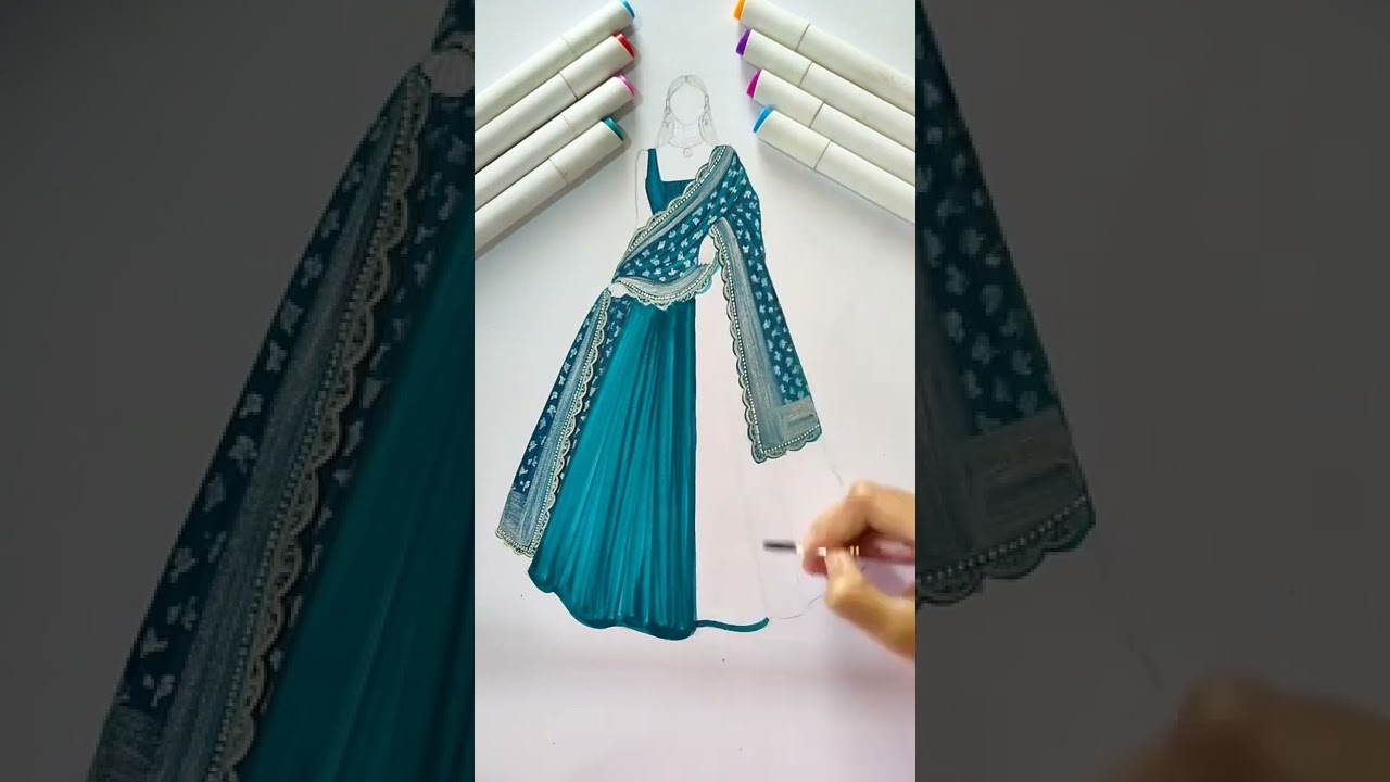 Fashion illustration😍 How I color the base : tutorial #shorts