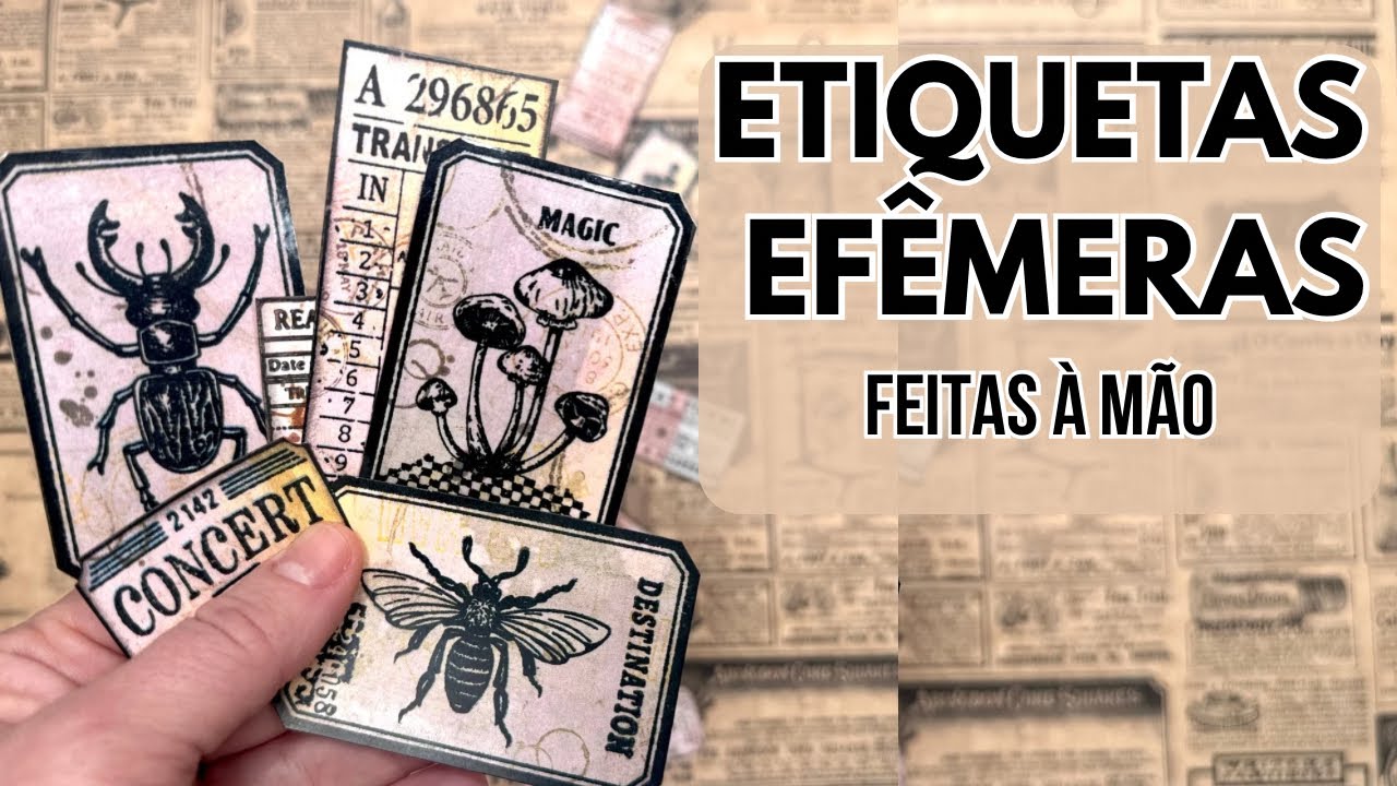 Etiquetas Efêmeras Fáceis ✂️ | Scrapbook & Art Journal com Papéis Tingidos no Café