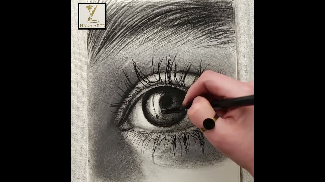 Hyper Realistic Eye Drawing Tutorial with Charcoal | Realistic Eyelashes & Eyebrow