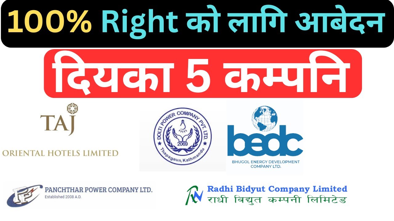 🎯100% Right को लागि धितोपत्र बोर्डमा आबेदन दियका 5 कम्पनि | 🔴Upcoming Right Share In nepal |