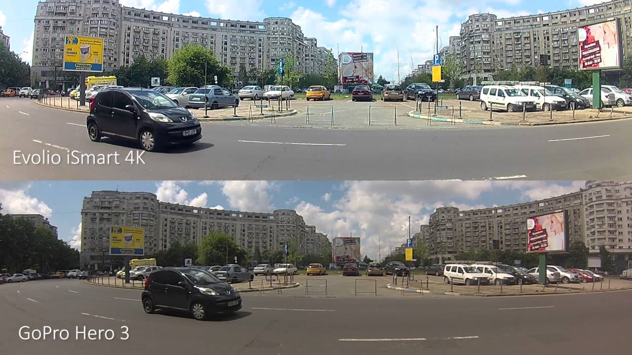 Evolio iSmart 4K comparat cu GoPro Hero 3