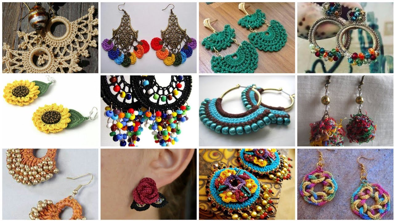 Top latest designer fancy cotton embroidered granny earrings pattern