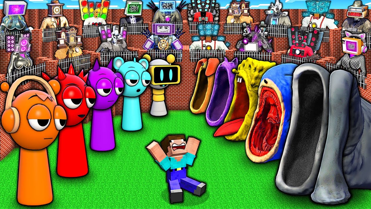 FINAL BATTLE of SEA EATER MONSTERS vs SPRUNKI vs TV WOMAN & SPEAKER MAN TITAN in MINECRAFT animation
