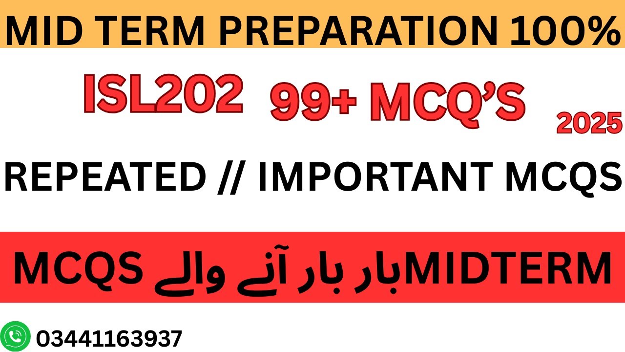 ISL202 Midterm Preparation 2025 - Isl202 Lecture 1 to 15 Complete Midterm Preparation in one video