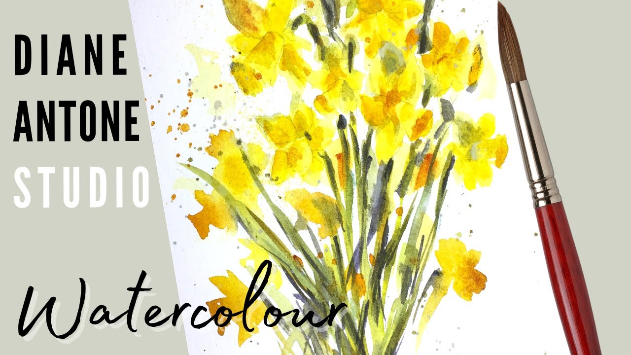 How to Paint a Loose Bunch of Daffodils - Impressionistic Watercolor Painting Tutorial Step by Step