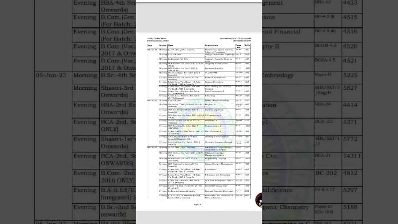 cdlu new date sheet may 2023 #cdlu