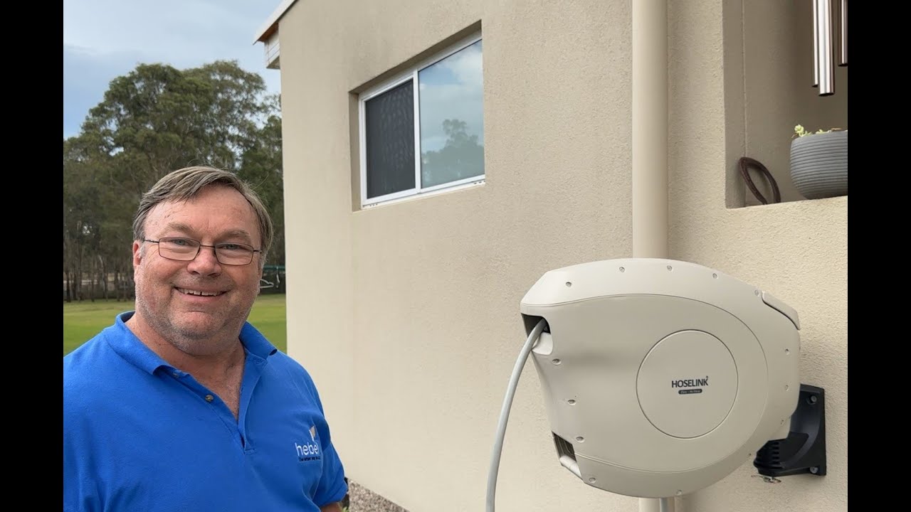 Mounting a hose reel onto a Hebel wall