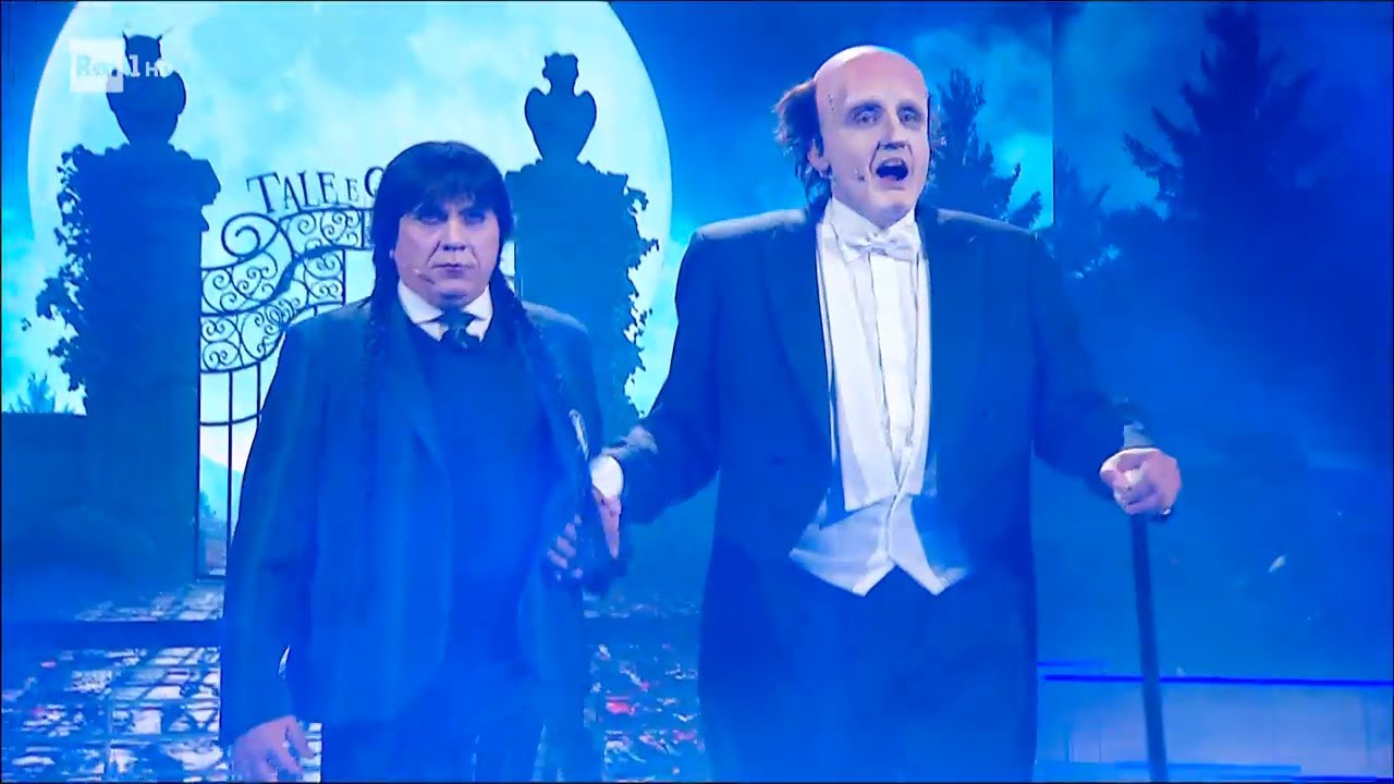 Flavio Insinna e Gabriele Cirilli sono Frankenstein e Mercoled&igrave; Addams - Tale e quale show 31/10/25
