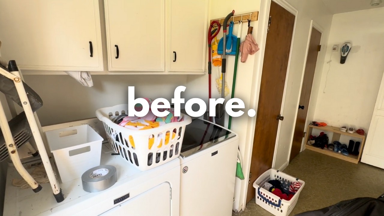 dramatic laundry room makeover on a tight budget! | DIY Laundry Room Makeover