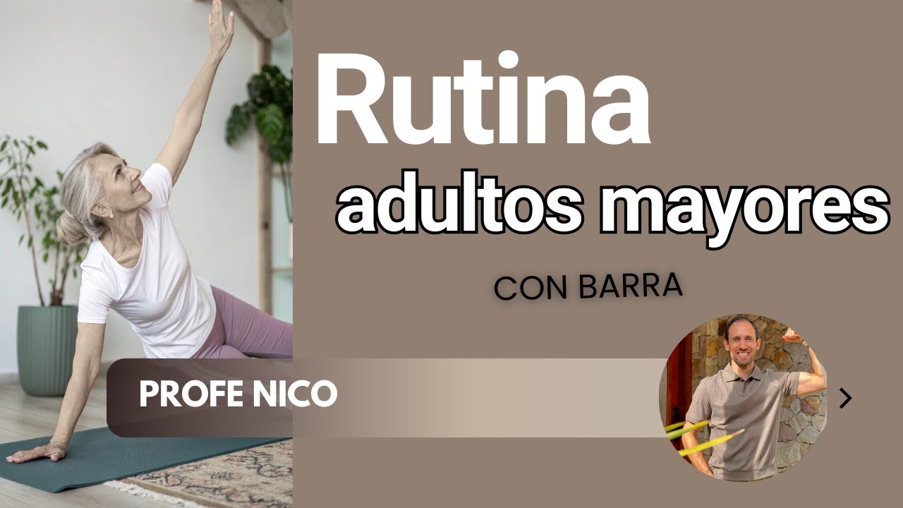 Ejercitamos todo el cuerpo con barra o bastón adultos mayores