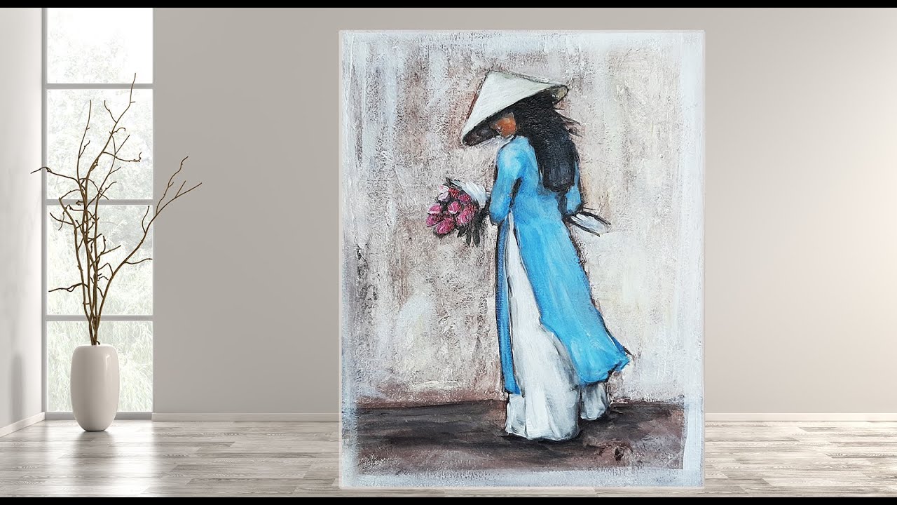 Step by step Painting  for beginner /Vietnamese Art Painting wit Acrylic /MariArtHome