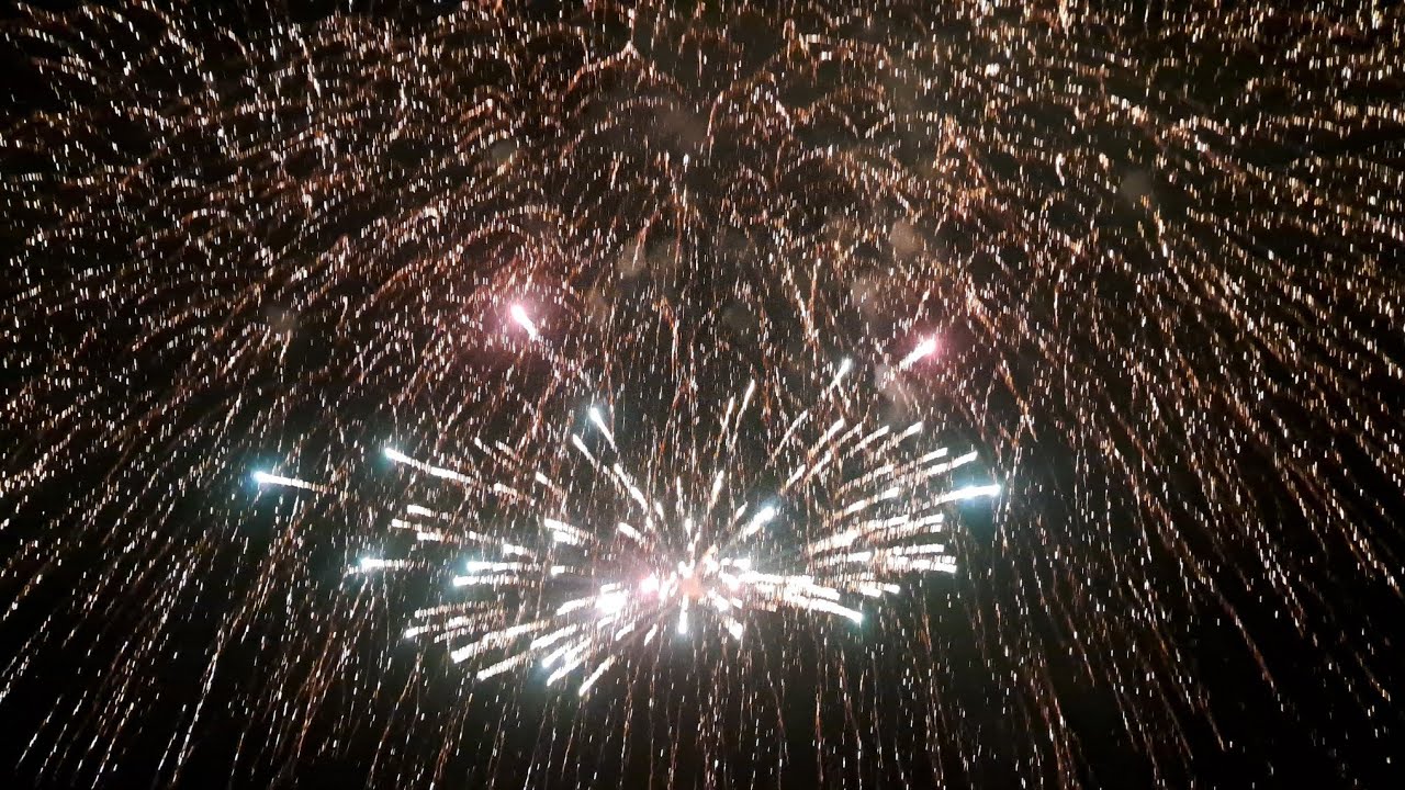 Crosover night/  New year Beautiful fireworks display in Italy